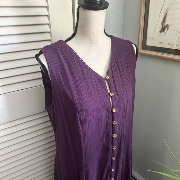 Vintage Fashion Bug Dress Womens 16 Purple Maxi Retro 90s Bohemian Resort Wear - Picture 4 of 11